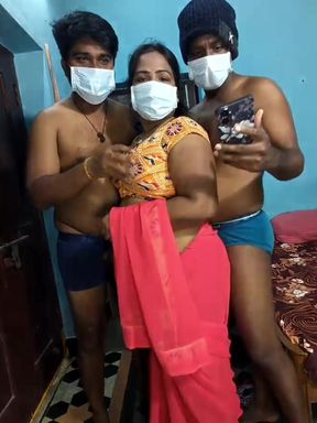 Thresome with Husband and Husband's Friend. They Fuck to Together.