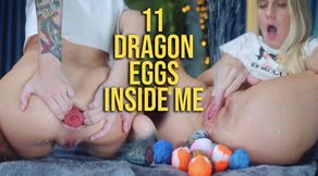 Woman's asshole stretched wide and gaped by dragon eggs