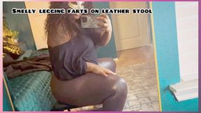 smelly legging farts against leather cushion