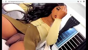 ebony caramel tranny strokes big cock for you