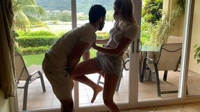 Ainsley Ballbusting in Grey Booty Shorts