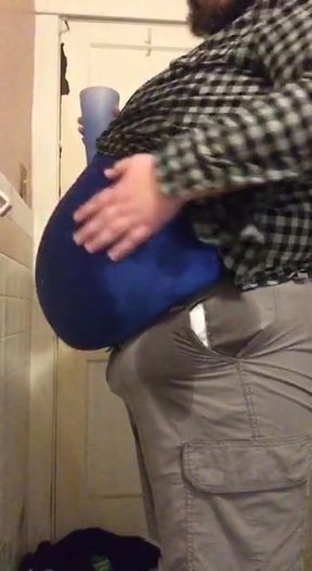 Fat step dad chugs more and more (padding)