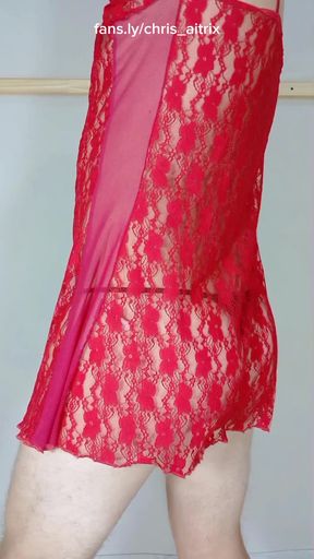 I put my thong under the dress and parade for you showing everything like cute femboy chris_aitrix
