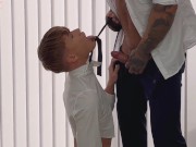 Smooth College Twink gets Creampied by his Fit Teacher
