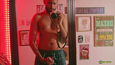 Big Uncut Cock Latino Camilo Brown Jerking Before Bed Cumshot In The Mirror