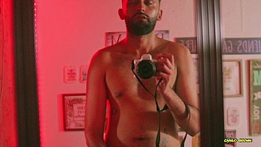 Big Uncut Cock Latino Camilo Brown Jerking Before Bed Cumshot In The Mirror