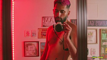 Big Uncut Cock Latino Camilo Brown Jerking Before Bed Cumshot In The Mirror