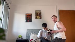 tight anal riding on huge step-bro s cock while cuckold spies on us [4k threesome]