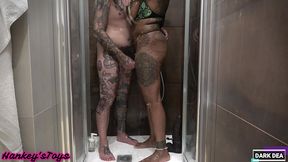 the kinky slut queen  dark dea  in horny wet fuck with the huge seahorse xl and her bull dark in the bathroom part.2 (darkdea for hankey stoys.com) - (extreme insertion-fetish-femdom-si