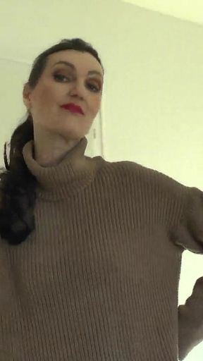 Cum on My Sweater! Lady Victoria Valente in a Thick Turtleneck Sweater