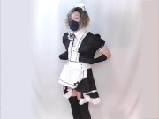Femboy Maid Rides on Dildo and Cums then Shoots Again with Hand Job!