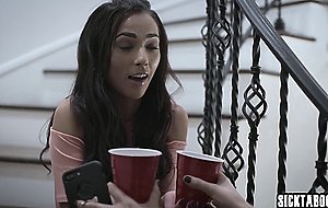 Sweet petite MILF fucked by friend in front of friends