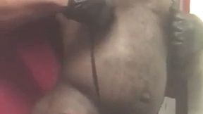 leather harness muscle titplay vibrating toy and cum scenes