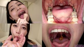 Mio Nozaki - Showing inside cute girl&#039;s mouth, chewing gummy candys, sucking fingers, licking and sucking human doll, and chewing dried sardines mout-190 - MOV 1080p