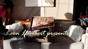 Hot skinny brunette cheerleader with big natural tits models for fashion shoot then strips for camera