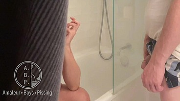 Caught Pissing on His Friend in the Bathtub