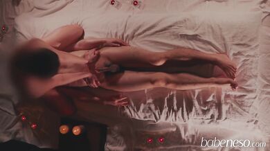 Busty Asian babe rides rough cock slowmo ass massage ends in hard cream pie