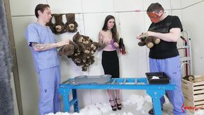 Threesome sub spit roast for BDSM teen