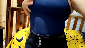 busty gets excited because she knows it&#039_s carnival and they&#039_re going to fuck her tomorrow, that&#039_s why she touches her tits very sensually