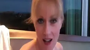 Sexy blonde Melanie gives a steamy blow job and welcomes creampied