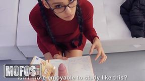 Helping my classmate to study hard. Sucking dick till cum on her face