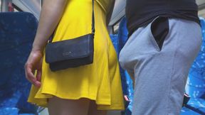 Risky Handjob Inside Public Transport! Dirty Stranger Ejaculate Using Girl's Hand
