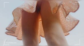 Pussy Under Short Skirt Without Panties in the Park. Close-up Naked Pussy. No Panties. Look Under Dress. Shor