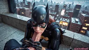 Batman Fucks His Batgirl Right on the Rooftops of Gotham .Comic book version. (AI Generated)