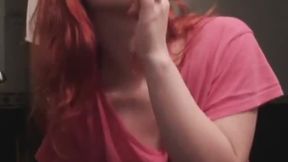 Smoking and undressing in bathroom