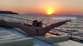 Naked blond slut flaunts her pussy on a boat party, fucking herself outdoors for everyone to see