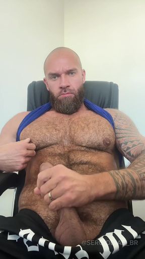 Big Muscle Bear Jerking and Cums