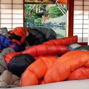 Humping 20 Down Puffer Jackets in an Inflatable Pool