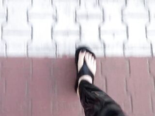 I show my charming feet in very hawt flip-flops