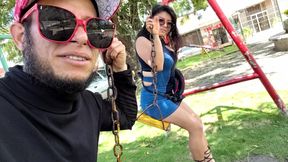 Park Swing Seduction: Rich Man Convinces Curvy Latina for a "Sweet Treat"