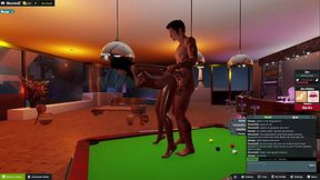 Comendo a prima na mesa de sinuca