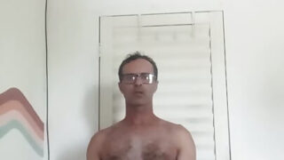 Amateur skinny gay dude with hairy bubble butt strokes off in homemade solo clip