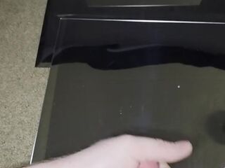 SPRAYING MIRROR WITH HUGE CUM LOAD FROM REDHEAD COCK