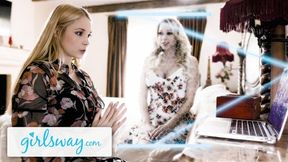 GIRLSWAY Hot MILF Sarah Vandella Reaches Her Stepmom Katie Morgan For Some Scissoring Nostalgia