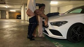 Angela Doll - Too horny guy cums in my pussy while he fucks me in underground parking lot