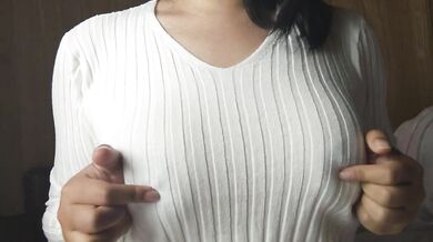 Big natural tits japanese woman nipple plays alone her sweater gift