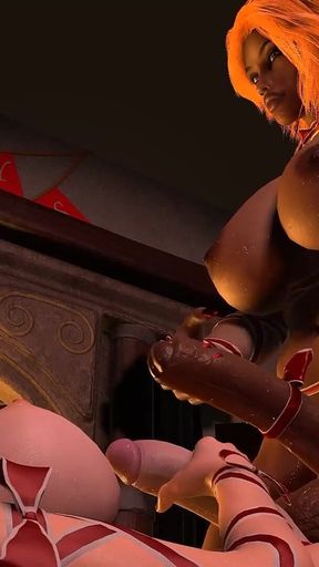 Futa Trans Girls Double Christmas Masturbation