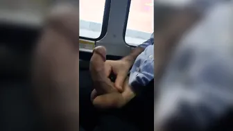 Solo Guy Jerks Off on Bus with Big Cumshot