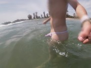 I have a sexy cock and I think people must know so I wear a see through thong in a public beach