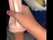Black Teen plays with his toy compilation