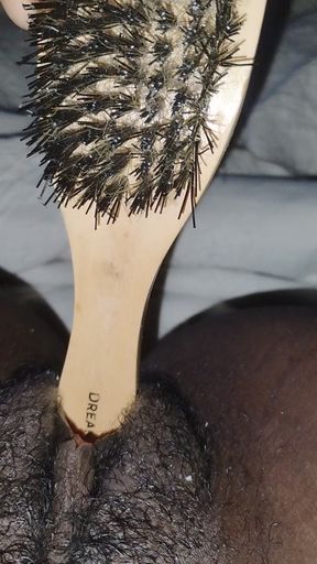FTM Watch me use a brush as a dildo in my boycunt.