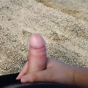 Asian chubby boy jerking of outdoor