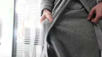 French Twink Jerks His Big Uncut Cock and Cums Before Shower
