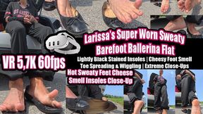 VR 3D 5,7k - Larissa’s Super Worn Sweaty Barefoot Ballerina Flats | Lightly Black Stained Insoles | Cheesy Foot Smell | Toe Spreading & Wiggling | Extreme Close-Ups 4K + VR6K | Real Daily Worn Shoes