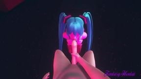 Hatsune Miku Gives Rough 3D Hentai Blowjob in Striptease Club POV