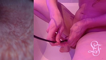 Endoscope POV inflated Bladder - Pissing in the Bathub